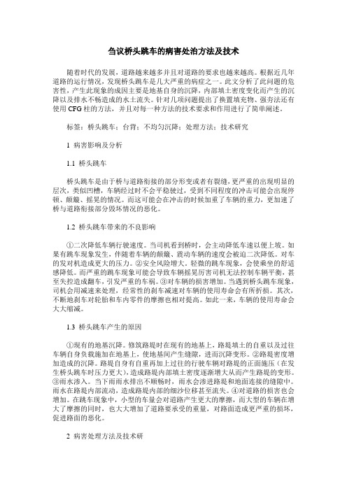 刍议桥头跳车的病害处治方法及技术