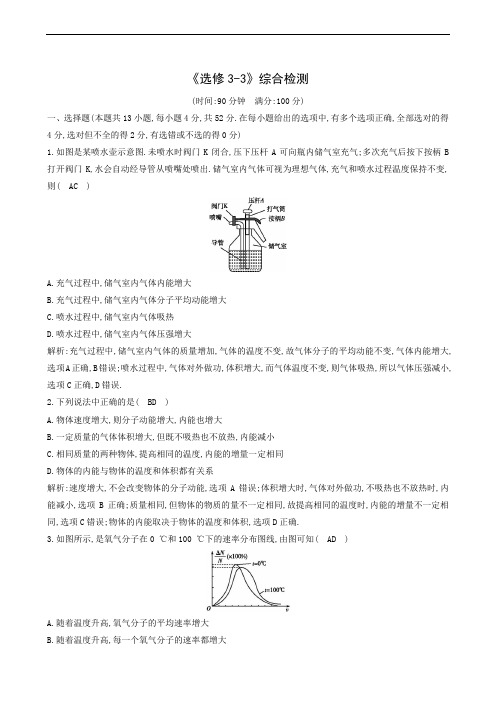 2020版高考(山东专用)一轮复习：选修3-3 综合检测