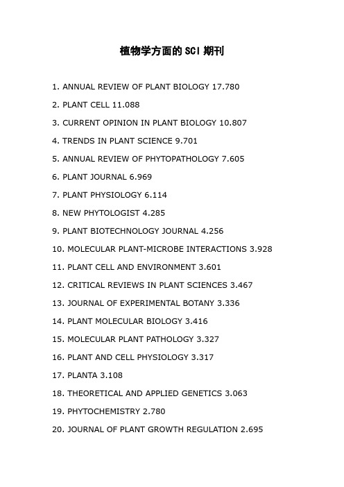 植物学方面的SCI期刊
