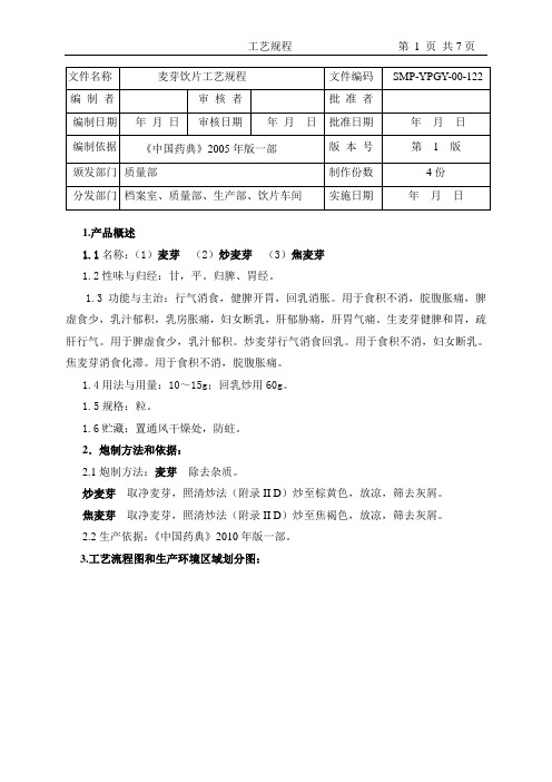 麦芽饮片生产工艺规程