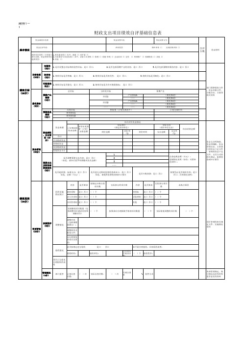 财政支出项目绩效自评基础信息表