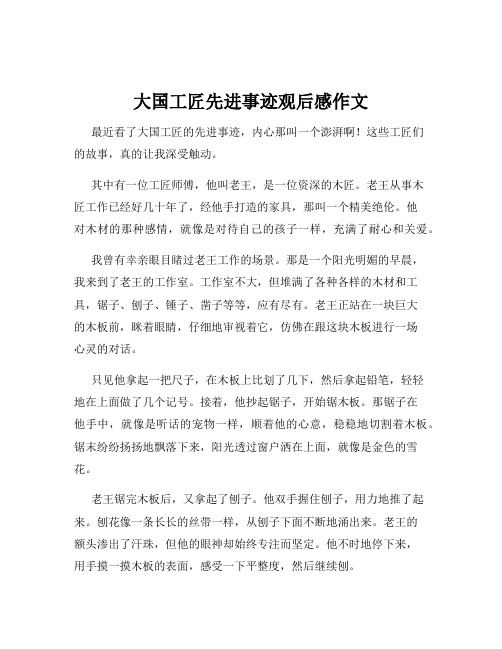 大国工匠先进事迹观后感作文