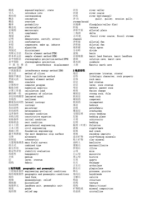 地质工程专业常用英文词汇