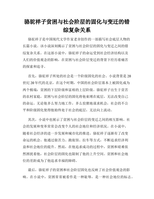 骆驼祥子贫困与社会阶层的固化与变迁的错综复杂关系