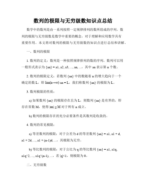 数列的极限与无穷级数知识点总结