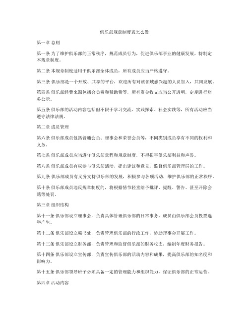 俱乐部规章制度表怎么做