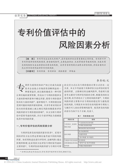 专利价值评估中的风险因素分析