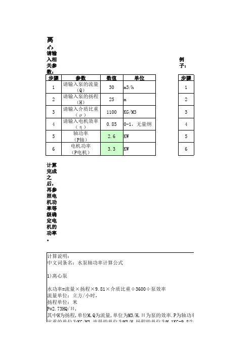 电机功率估算