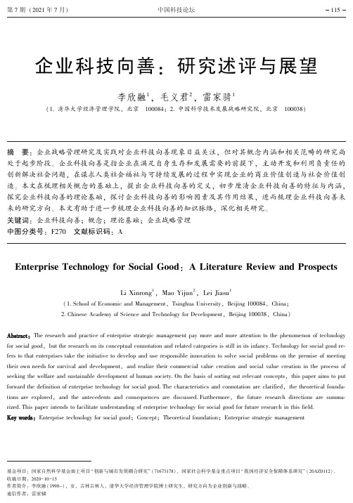 企业科技向善_研究述评与展望