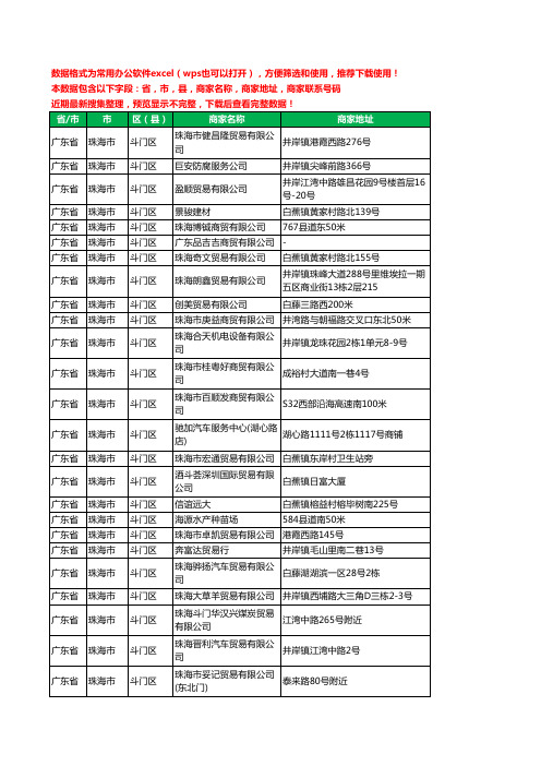 2020新版广东省珠海市斗门区贸易有限公司工商企业公司商家名录名单黄页联系电话号码地址大全147家