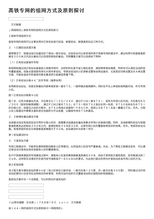 高铁专网的组网方式及原则探讨