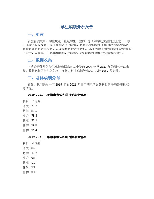 学生成绩分析报告