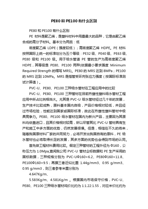 PE80和PE100有什么区别