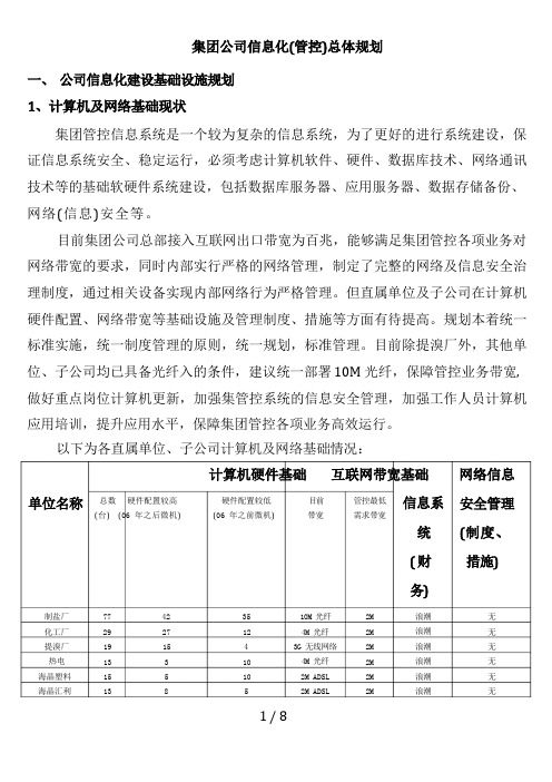 集团公司信息化整体规划