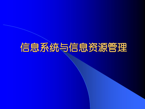 信息系统与信息资源管理