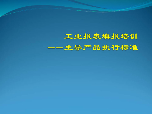 工业报表填报培训—主导产品执行标准