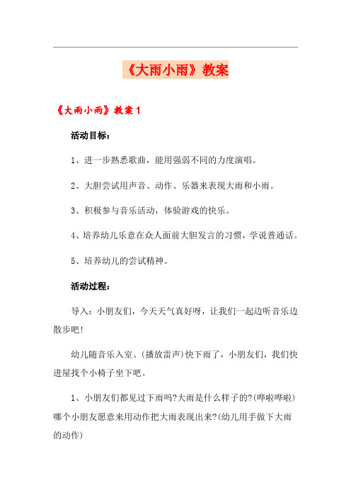 《大雨小雨》教案