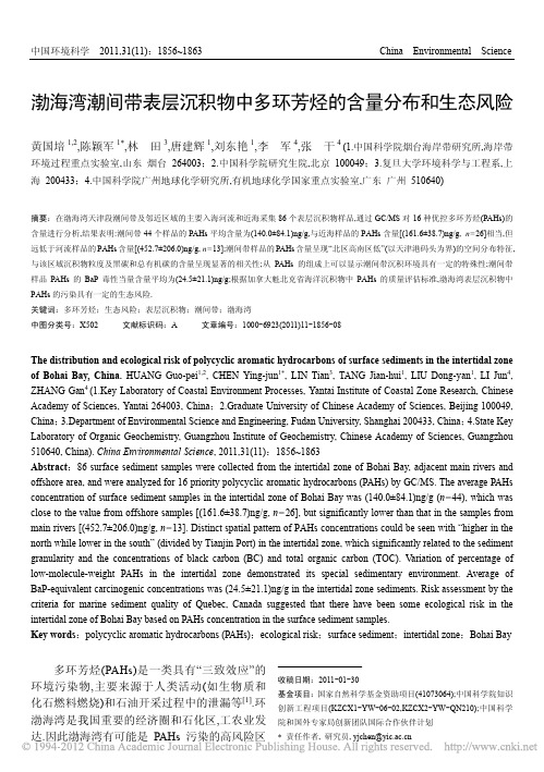 渤海湾潮间带表层沉积物中多环芳烃的含量分布和生态风险