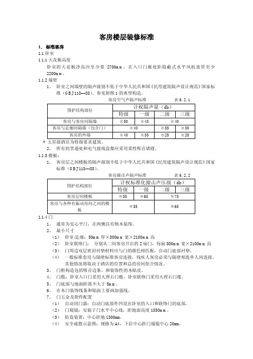 标准客房装修标准