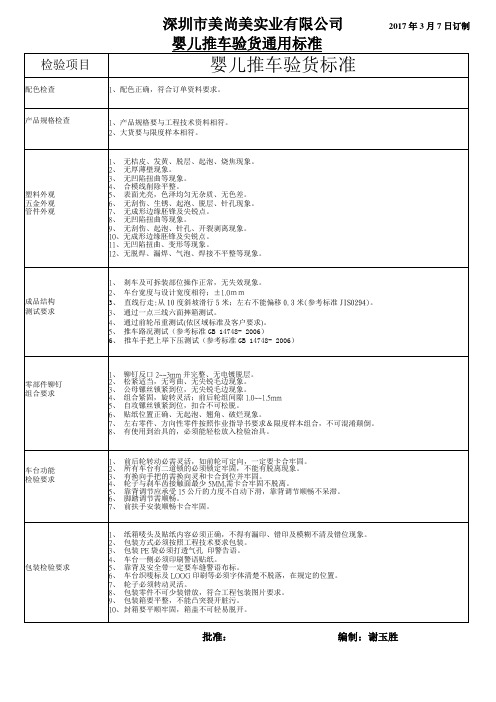 推车验货标准