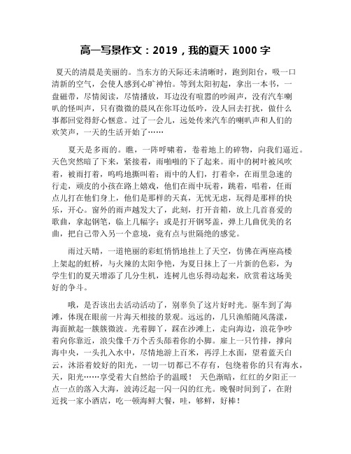 高一写景作文:2019,我的夏天1000字