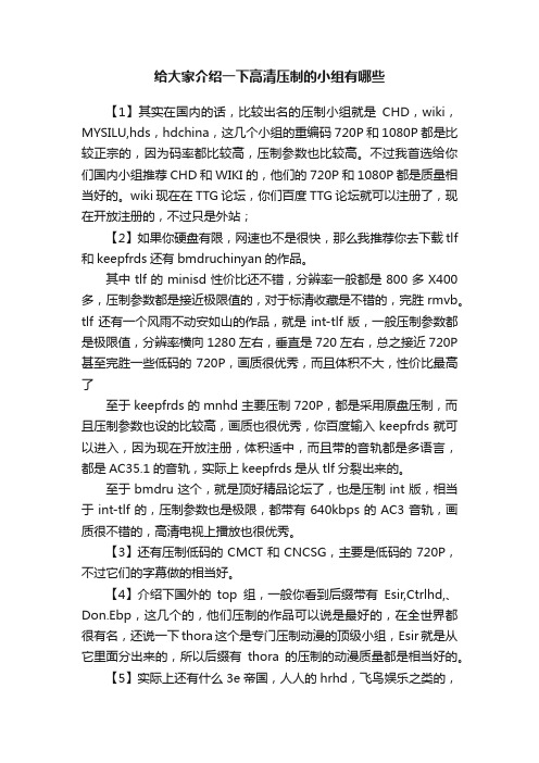 给大家介绍一下高清压制的小组有哪些