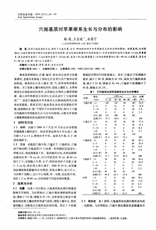 穴施基质对苹果根系生长与分布的影响