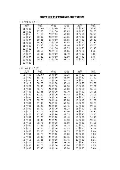 体育加试评分标准