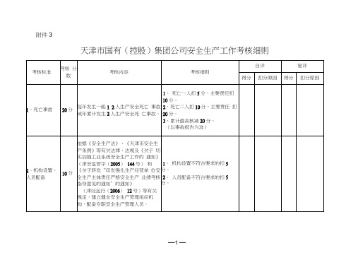 天津国有控股集团公司安全生产工作考核细则