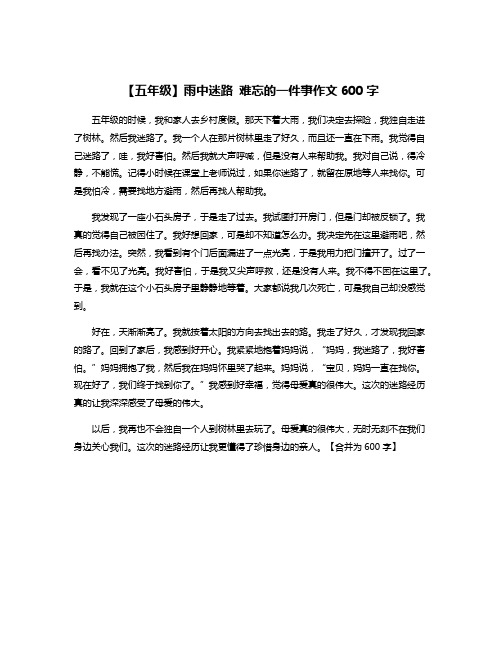 【五年级】雨中迷路 难忘的一件事作文600字