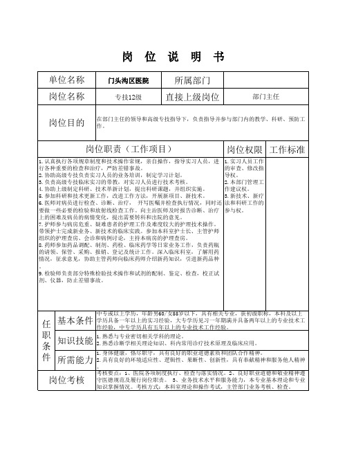 岗位说明书工作表格--专技12级