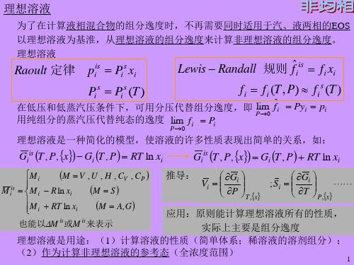 理想溶液 活度系数定义及其归一化