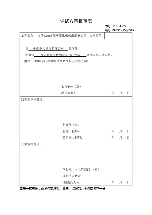 DQCS15-励磁参数测试及PSS投运试验方案