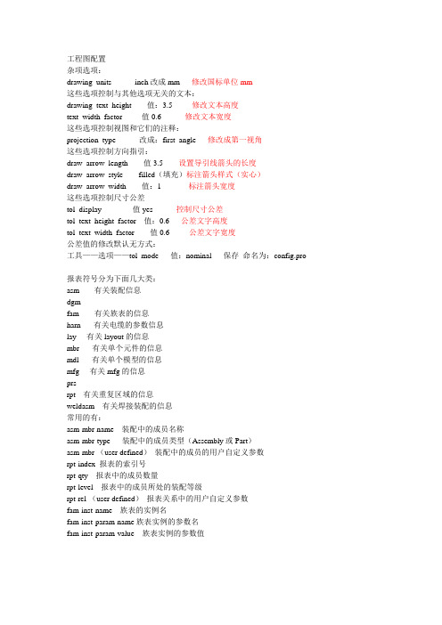 Proe工程图配置参数