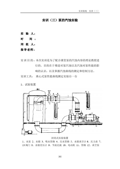 泵的汽蚀实验