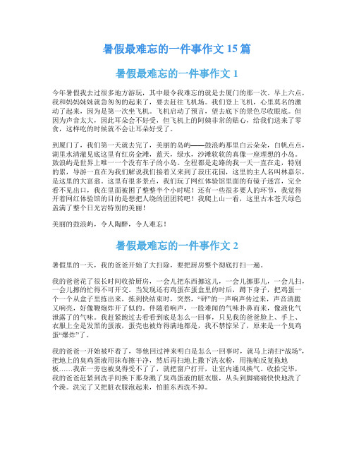 暑假最难忘的一件事作文15篇