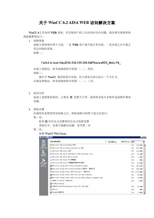 关于WinCC 6.2 AISA WEB访问解决方案