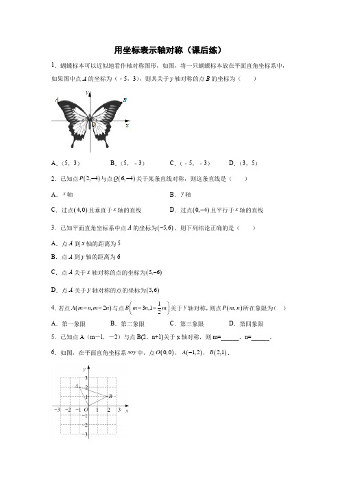 13.2 第二课时 用坐标表示 轴对称(课后练)-初中数学人教版八年级上册课前课中课后同步试题精编