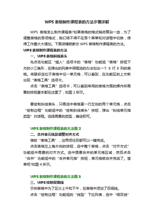 WPS表格制作课程表的方法步骤详解