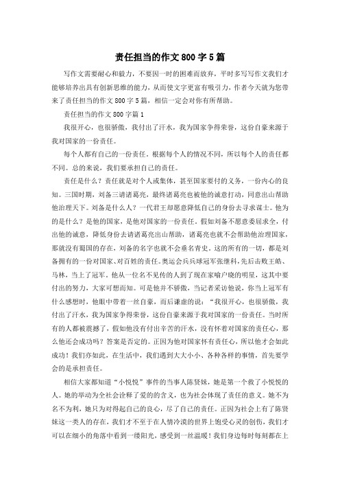 责任担当的作文800字5篇