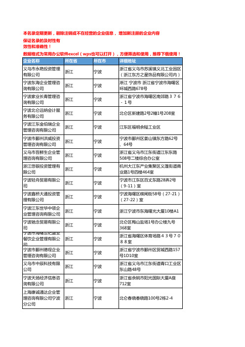 2020新版浙江宁波管理咨询企业公司名录名单黄页联系方式大全1490家