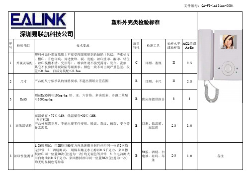 塑料外壳类检验标准