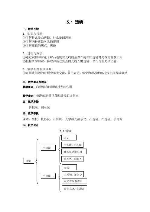 透镜  教案   人教版物理八年级上册