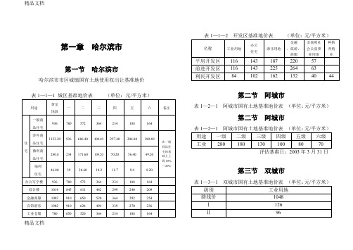 (整理)黑龙江省基准地价与标定地价早