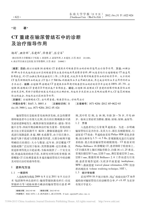 CT重建在输尿管结石中的诊断及治疗指导作用_杨涟