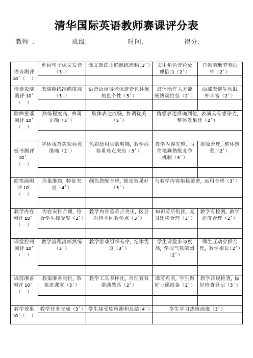 教师赛课评分表