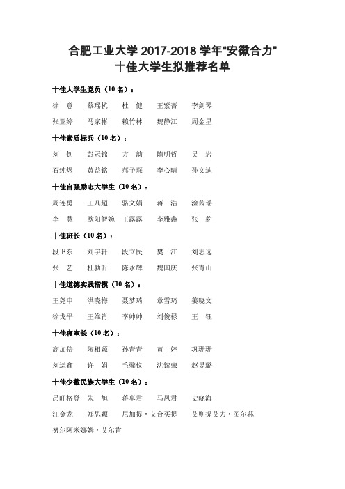 合肥工业大学2017-2018学年安徽合力