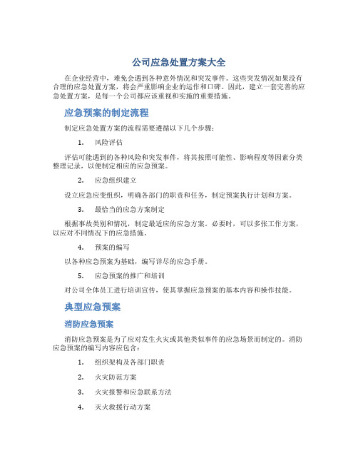 公司应急处置方案大全