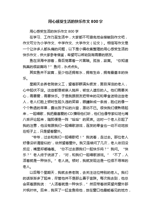 用心感受生活的快乐作文800字