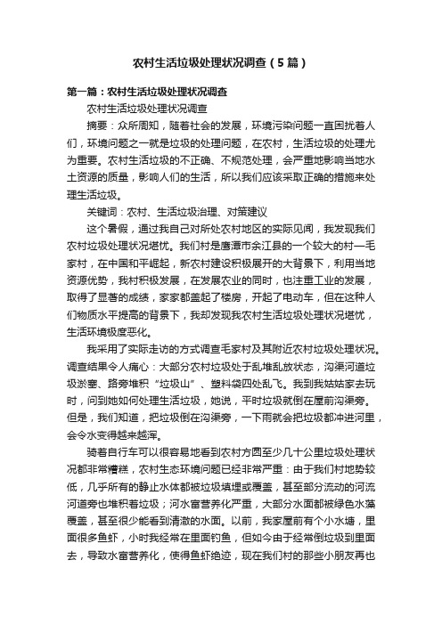 农村生活垃圾处理状况调查(5篇)